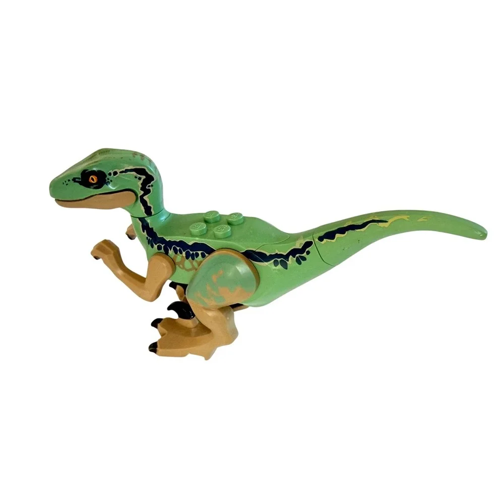LEGO Jurassic World Velociraptor Dinosaur Figure/Green with Blue Stripes (75917)